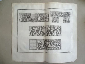 Tombeaux röm. Sarkophag Nekropole Ornamente Reliefs Montfaucon Kupferstich 1722 - Picture 1 of 3