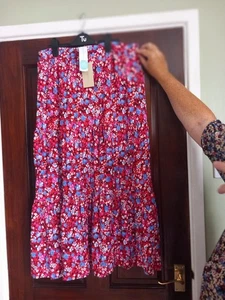 Mauvette red Floral Gypsy Jersey Tiered Maxi Skirt Size 18 Bnwt,elastic Waist - Picture 1 of 7