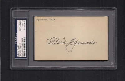 Tris Speaker Autographed 3x5 PSA/DNA Slabbed-Baseball HOF Cleveland Indians - Image 1 of 2