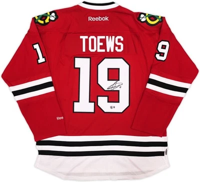 Camiseta deportiva Blackhawks Jonathan Toews roja firmada Reebok Premier talla XL Beckett Wit Foto 1 de 4