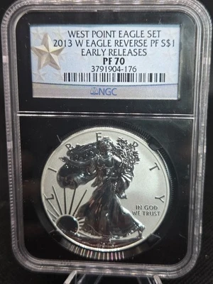 2013-W American Silver Eagle Two-Coin Set–NGC SP70/PF70–Early Release – Black - Image 1 of 4