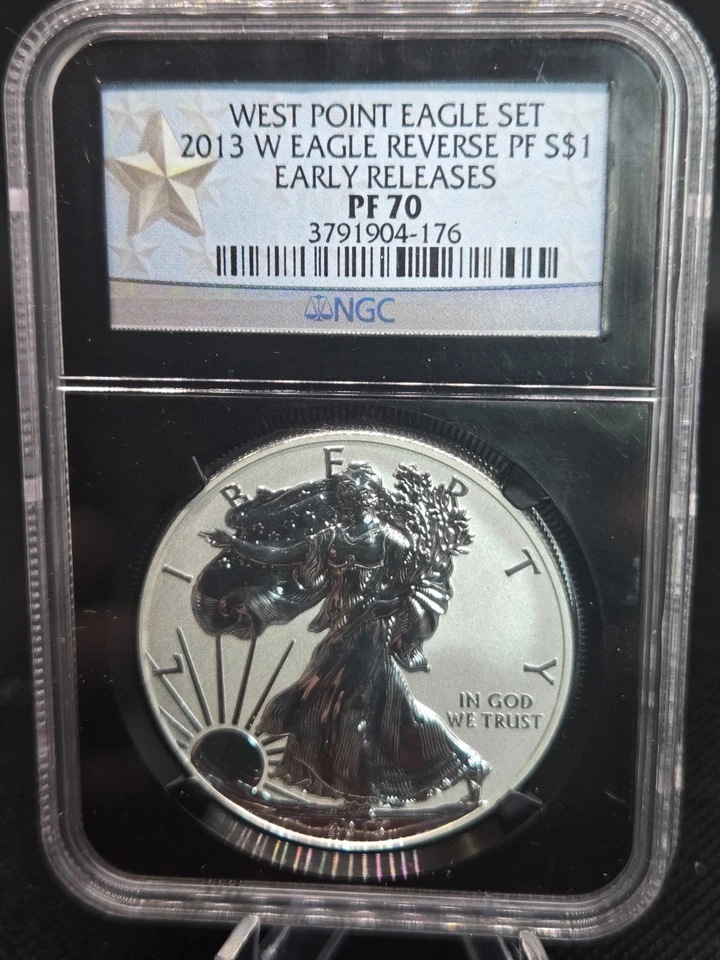2013-W American Silver Eagle Two-Coin Set–NGC SP70/PF70–Early Release – Black - Image 1 of 4