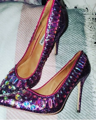 Steve Madden Galaxxie Bright Multicolor Glitter Party Pumps Heels Sz 8.5 Pink - Image 1 of 4