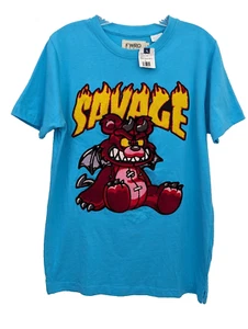 Savage Bear Hip Hop Streetwear 3D Embroidered T Shirt Adult S Short Sleeve NWT - Picture 1 of 8