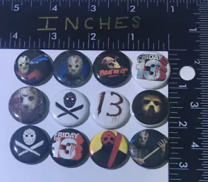 Jason Friday the 13th 12 Pin set Mask Jason Pins Horror Blood Knife Scary Movie - Picture 1 of 2