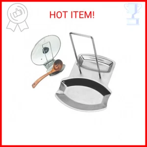 Spoon Rest and Pot Lid Holder, Stainless Steel Pan Pot Cover Lid Rack Shelf Stan - Picture 1 of 2
