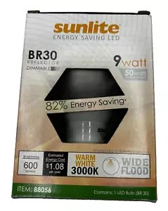SUNLITE BR30 REFLECTOR 9W 88056 LIGHT LAMP BULB BR30/LED/9W/D/WW WARM WHITE - Picture 1 of 7