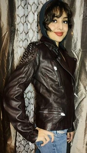 Affliction Women's Premium Moto Spiked Jacket, Sz.Medium Brown Limited Edition - Picture 1 of 12