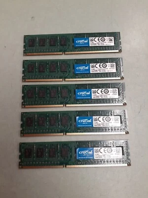 20GB (5x4GB) Crucial DDR3L 1600 UDIMM RAM Memory CT51264BD160B.C16FKD 1731 - Image 1 of 3