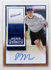 2015 Panini Contenders Javier Medina Draft Ticket Blue Foil Auto #39 Rockies
