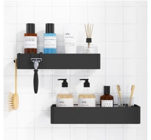 Duschcaddy - 2er Pack selbstklebender Organizer groß schwarz Set - Bild 1 von 3