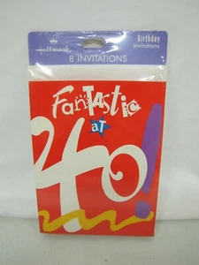 New! Vintage Hallmark 40th Year Birthday 8 Party Invitations nip - Picture 1 of 3