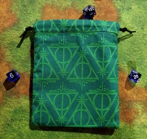 Harry Potter Deathly Hallows Dice Bag, Card Bag, Makeup Bag, Small Gift Bag - Picture 1 of 1