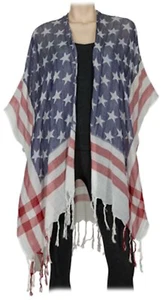 Quagga Oh My Stars Ruana for Ladies -SWIM COVER LIGHT SHAWL PATRIOTIC ONE SIZE - Picture 1 of 1