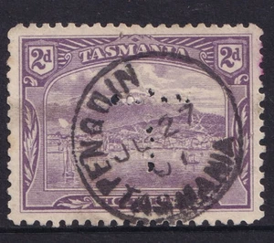AUSTRALIA TASMANIA 2d Violet FINE V FINE USED *POSTMARK PENQUIN CDS PERF T Stamp - Picture 1 of 3