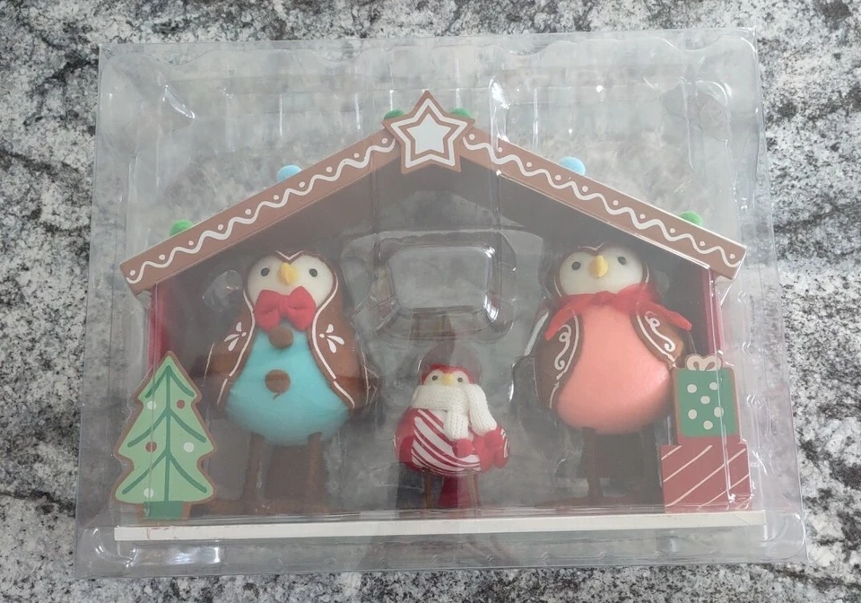 Four Piece Featherly Friends Gingerbread Fabric Bird Figurine Set Wondershop