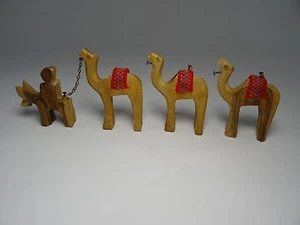 Vintage Hand Carved Camel Donkey Lot Olive Wood Ornament Nativity - Picture 1 of 8