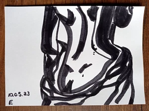 Original Drawing Erotic Female Body Graphics Art Sketch Marker Illustration 8х6" - Imagen 1 de 11