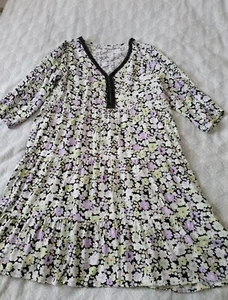 schönes Sommerkleid neuwertig Gr. 38/40 92 cm weiß grün lila schwarz Damen - Bild 1 von 10