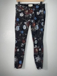 Current Elliott Jeans Womens 26 Black Floral Print Wildflower Stiletto Skinny - Picture 1 of 7