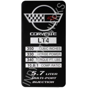 C4 1996 LT4 Corvette identificación del motor especificación placa de datos metal consola cenicero emblema - Imagen 1 de 4
