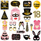 18th Birthday Photo Booth Props Kit Black and Gold