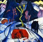 Oil Painting Abstract Art Bison-In-Winter-Franz-Marc Animals In Landscape Canvas