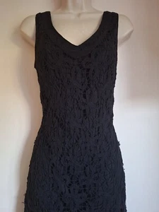 Max Mara i Blues Black Crochet Fit & Flare Cotton Summer Dress UK 12 EU 40 USA 8 - Picture 1 of 14