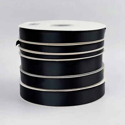 Single Face Satin Ribbon 100% Polyester, 3/4" Width 100 Yards/ Roll, Pink, Black - Image 1 of 4