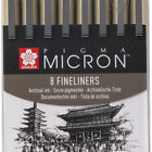 Sakura Pigma Micron Pen Set - Black - Assorted Tip Sizes (Pack Of 8) - New