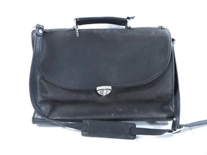 Jack Georges Mens Black Leather Briefcase Laptop Messenger Bag Satchel - Picture 1 of 22