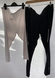 Women's Plus Size 18 Cropped Stretchy Leggings Black White - Picture 1 of 9