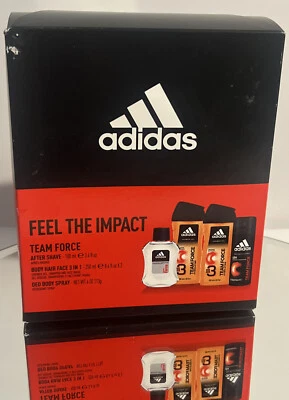 Adidas Gift Set Feel The Impact Team Force 4 Piece Body Spray After Shave Shower - Image 1 of 4