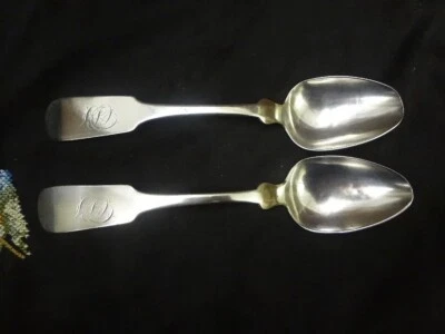 W. I. Tenney NYC  Pair of Coin Silver Soup Spoons 8.5"  108 grams 3.8 oz - Image 1 of 4