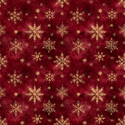 FOREVER CRAFTING UK Snowflakes on Red Christmas Festive Fabric Metres/Fat/Long/Quarters- 100% Cotton
