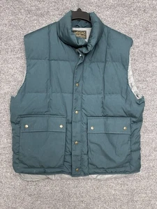 Vintage Eddie Bauer Mens Vest XL Premium Goose Down Green Outdoor Puffer USA - Picture 1 of 19