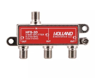 Holland HFS-3D 3-Way Coax Splitter Dish Network Approved Hopper & Joey - New - Image 1 of 2