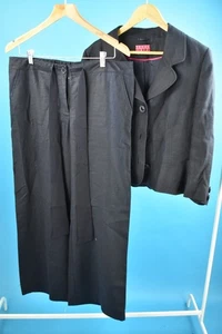 Hobbs Ladies' Trouser Suit Navy Blue Linen Single-Breasted Size 14 & 16 - Picture 1 of 12