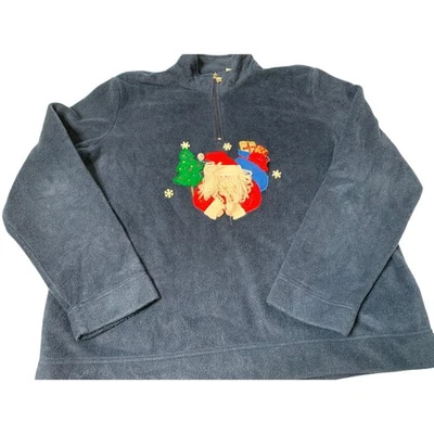 Pulôver feminino veado branco Natal Papai Noel lã quarto zíper XL feriado - Imagem 1 de 4