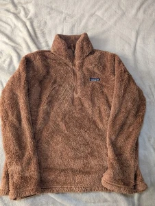 PATAGONIA Women Teddy Jacket Size Large Brown Stretch Pullover Henley - Picture 1 of 6