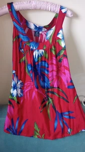 Camiseta sin mangas Hibiscus Collection Hawaii para mujer rosa hawaiana floral rayón talla L nueva sin etiquetas - Imagen 1 de 3