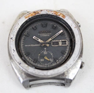 Orologio Cronografo Automatico SEIKO 6139-6002 Vintage Uomo POGUE Quadrante Nero - Foto 1 di 10