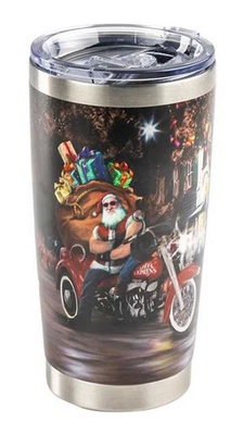 Harley-Davidson Biker Santa Travel Mug, Double-Wall Stainless Steel, 20 oz. - Photo 1/2