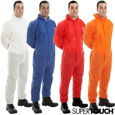 Disposable Coverall SMS Type 5/6 Protection Hooded Overall Suit Boilersuit Paint - Image 1 of 2
