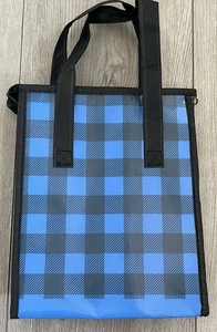 Neu Jungen Town blau & schwarz kariert isoliert Brotzeittasche Reißverschluss - Bild 1 von 7