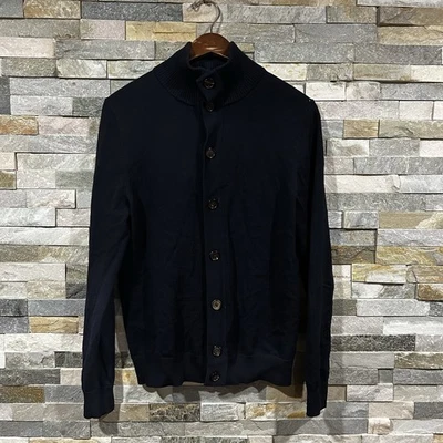 Suéter Suitsupply Para Hombres Pequeño Negro Lana Merino Botón Frontal Cuello Simulado Cárdigan Foto 1 de 4