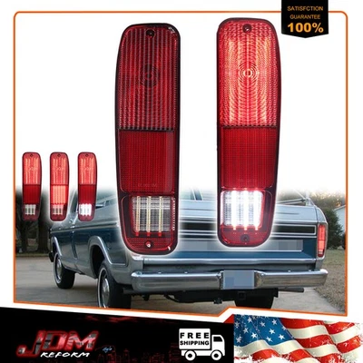 For 74-91 Ford E150 F150 250 350 100 Bronco Red LED Rear Tail Lights Assembly 2X - Image 1 of 4
