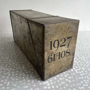 Archive Metal Filing Tin Deeds ? Used Condition Some Marks 18.5 X 39cm Approx - Picture 1 of 10