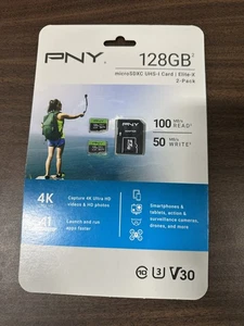PNY 128GB Elite-X MicroSDXC UHS-I Memory Cards, 2-Pack - Picture 1 of 1