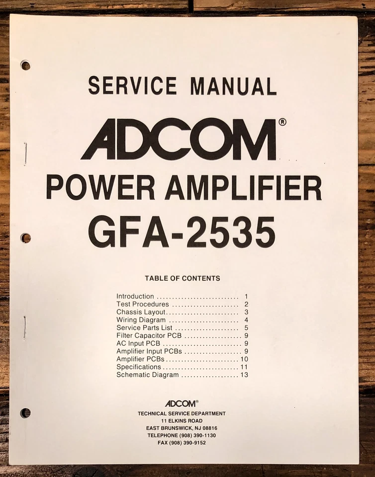 Adcom GFA-2535 Amplifier Service Manual *Original* - Image 1 of 1